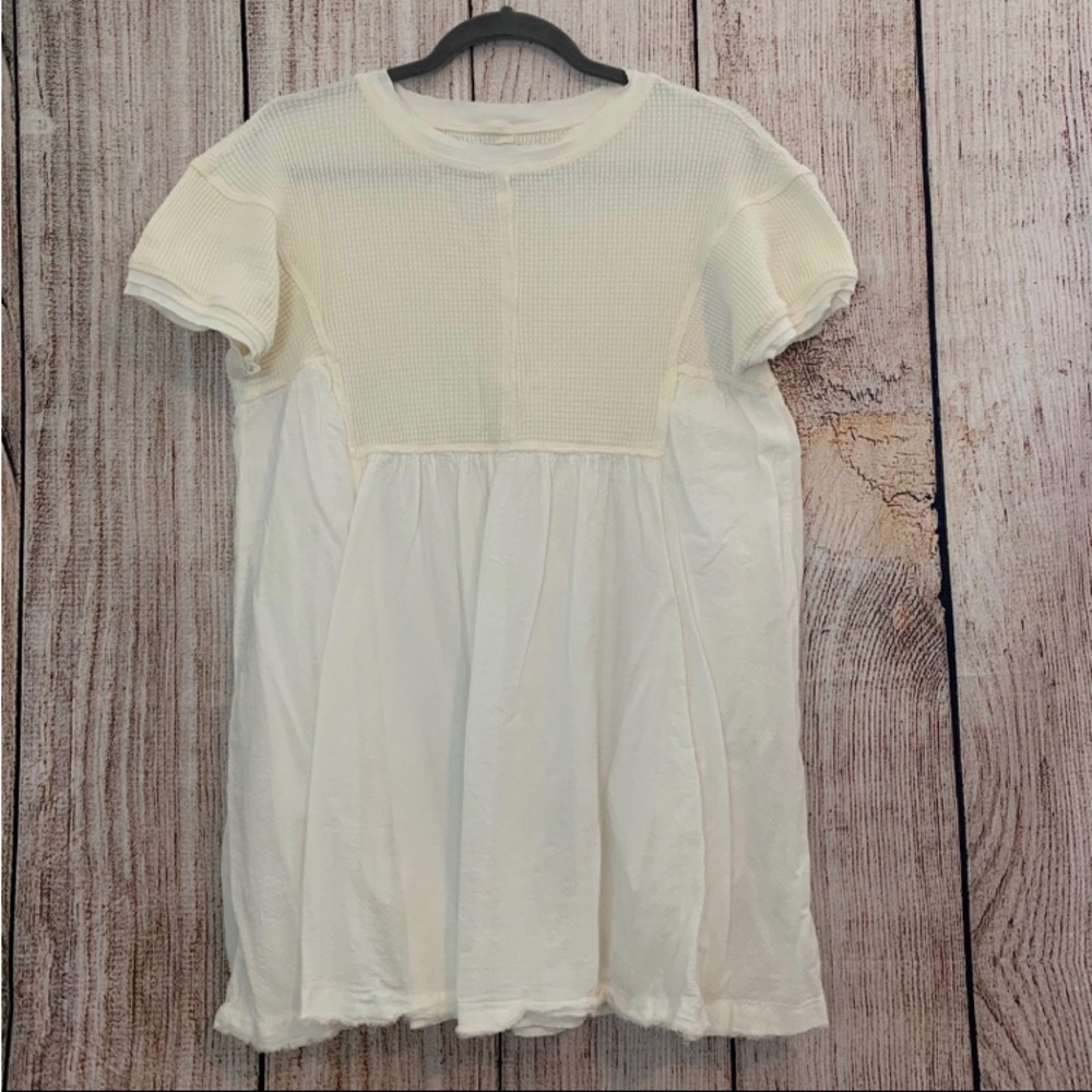 Womens Urban Outfitters Waffle Ivory Babydoll Dress - Size S